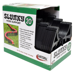 Valterra S2000 Sewer Hose Support -  Slunky ® -  20 Foot Length -  4-1/2 Inch Sewer End Height x 7-1/4 Inch RV End Height -  Collapsible -  Deep Cradles Eliminate Need for Support Straps -  Black -  Plastic -  With Self-Fastening Strap For Storage/ Metal Hinges For Extra Strength/ Six Tie Down Straps