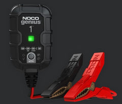 Noco GENIUS1 Battery Charger; For 6 Volt/ 12 Volt Batteries; 120 To 240 Volt AC/ 50 To 60Hz; 9 Step Fully Automatic; 1 Amp Charging Current (6 Volt And 12 Volt); 3-1/2 Inch Length x 2.3 Width x 1.3 Inch Height