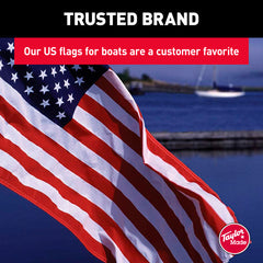Taylor Made 8418 Flag -  Marine Series -  Sewn 50 Star Flag -  18 Inch Length x 12 Inch Height -  Nylon Fabric -  With Brass Grommets -  Four Needle Flyend