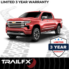 TrailFX A4017B Nerf Bar -  TFX 4" Trapezoid Side Steps -  With Step Pads -  4 Inch Trapezoidal Straight -  Powder Coated -  Titanium Black -  Steel -  With Plastic End Caps -  Rocker Panel Mount