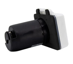 Hughes Auto SV50API-W Power Inlet Port; SafeView™; Manual Power Disconnect; 50 Ampere; 120 Volt; -20 To 65 Degree Celsius Working Temperature/ -40 To 85 Degree Celsius Storage Temperature; White; Nickel Plated Contacts; Twist Lock Design; ETL Certified; With Water Resistant Cover And Halo Status Light
