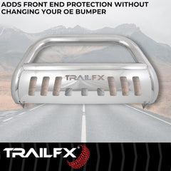 TrailFX B0040S Bull Bar -  TFX Bull Bars -  Polished -  Stainless Steel -  3 Inch Diameter -  With Skid Plate -  With Holes For Optional Lighting -  6-1/2 Inch Max Light/ 20 Inch Max Light Bar
