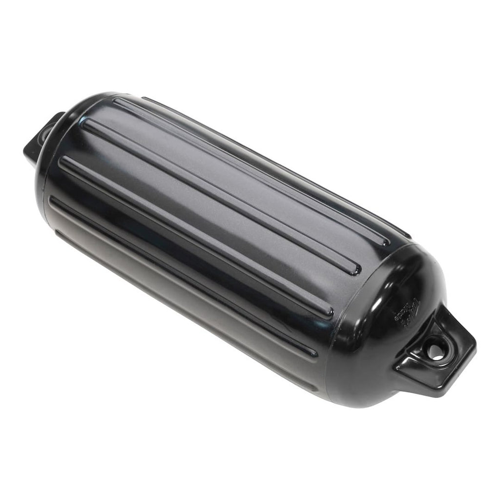 Taylor Made 952622 Boat Fender -  Super Gard -  Smooth -  Cylinder -  6-1/2 Inch Diameter x 22 Inch Length For 20 Foot To 25 Foot -  Onyx Black -  Vinyl -  With Built-In Rubber Football Needle Valve -  Single -  For Marine Applications