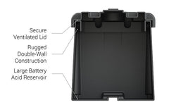 Noco HM408 Battery Box; Fits 4D Group Batteries; Black; Polyethylene Plastic; Full Flow Ventilation; With Captive Lid; Large Cable Entry Holes; Impact Resistant To -40 Degree Fahrenheit