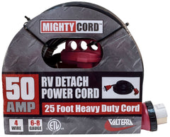 Valterra A10-5025ED Power Cord -  Mighty Cord ™ -  Power Supply Cord -  3 Prong -  Single Detachable Outlet With Locking Ring -  50 Amp -  25 Foot Length -  Black -  With Finger Grip Handle on Male End -  cETL Listed
