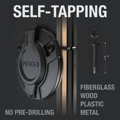 Noco GCP2 Power Inlet Port; Manual Power Disconnect; 15 Amp; 125 Volt; Black; Low Profile Design; Plug And Play; UL Approved; With Water Resistant Pressure Fit Cap/ Dual 18 Inch AC Out Type B Extension Cable/ Three #8 x 1 Inch Length Self-Tapping Screws