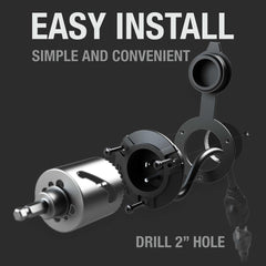 Noco GCP1 Power Inlet Port; Manual Power Disconnect; 15 Amp; 125 Volt; Black; Low Profile Design; Plug And Play; UL Approved; With Water Resistant Pressure Fit Cap/ 16 Inch AC Out Type B Extension Cable/ Three #8 x 1 Inch Length Self-Tapping Screws