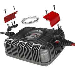 Noco GX3626 Battery Charger; UltraSafe ®; For 36 Volt Industrial Batteries; 936 Watt Power; 100 To 240 Volt Input Voltage; Up To 425 Ampere Hour For Lead-Acid/ Lithium-Ion Batteries; 12 Inch Length x 8-1/2 Inch Width x 3.9 Inch Height; IP66 Rated; 76 Inch Length AC/ DC Cord; 92 Percent Efficiency; With Integrated DC Cable With Eyelets And Integrated AC Cable With Type B Plug