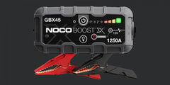 Noco GBX45 Battery Portable Jump Starter; UltraSafe ®; 12 Volt Lead-Acid Batteries; 1250 Amp Peak; USB Port For Charging Smartphones/ Tablets/ Laptops/ Wearables And 60 Watt USB-C Input/ Output Connection; With LED Flash Light; With Jumper Cable With HD Precision Battery Clamps/ 24 Inch USB-A to USB-C Cable/ Microfiber Storage Bag