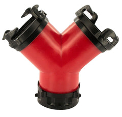 Valterra F02-2030 Sewer Hose Connector -  For Connecting 2 Outlet Hoses To 1 Sewer Hose Line -  Rotating Wye With Bayonet Connectors -  3 Inch Diameter -  Red With Black Connectors
