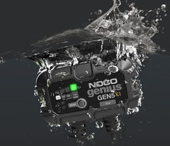 Noco GEN5X1 Battery Charger; For 12 Volt Batteries; 1 Bank Onboard Charger; 120 To 240 Volt AC/ 50 To 60 Hz; 5 Amp Charging Current; 5.1 Inch Length x 1.9 Inch Width x 3.8 Inch Height; With Two Self-Tapping Screw