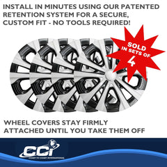 Coast2Coast: IWC52615SC Wheel Cover -  15 Inch -  5 Split Spoke -  Silver And Charcoal -  Plastic -  Set Of 4