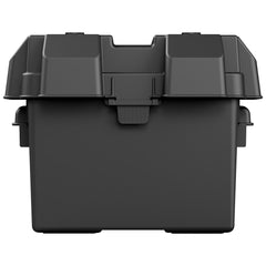 Noco BG24 Battery Box; HM300BKS; Fits Group 24 Automotive/ Marine/ RV Batteries; Snap-Top; Rugged Design; Black; Reinforced Plastic; Fully Ventilated; 10-1/2 Inch Length x 7.2 Inch Width x 9.6 Inch Height Internal Dimension; 14 Inch Length x 10 Inch Width x 10.7 Inch Height External Dimension; UV Resistant; Impact Resistant To -20 Degree Fahrenheit; Coast Guard/ ABYC Certified; Includes 42 Inch Battery Box Strap