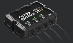 Noco GENPRO10X3 Battery Charger; For 12 Volt Batteries; 3 Bank Onboard Charger/ 10 Amp Per Bank; 120 To 240 Volt AC/ 50 To 60 Hz; 30 Amp Charging Current; 10-1/2 Inch Length x 2.8 Inch Width x 8.1 Inch Height; With Two Self-Tapping Screw