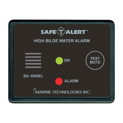 MTI Industry SA-1000XL Bilge Alarm; Safe-T-Alert ™; Provides Both An Audible Alarm And Warning Light Before Maximum Bilge Water Conditions Exist; 100 Decibel Audible Alarm; 3-1/4 Inch Width x 2-3/4 Inch Height x 3/4 Inch Depth Display Panel; 12 Volt DC; 10 Milliampere Current Draw; Black; ABYC Code - H-22 Compliance; With Connector Wire/ Float Sensor And Built-In Mute Button