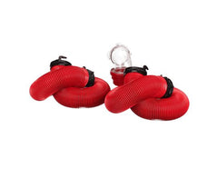 Valterra D04-0115 Sewer Hose -  EZ Coupler -  20 Foot Extended Length -  25 Inch Compressed Length For Each 10 Foot Section -  3 Inch Diameter -  18 Mil Vinyl -  UV Protectant -  Red With Black Fittings -  With Two 10 Foot Hoses/ Rotating Fittings/ Universal 90 Degree Sewer Adapter