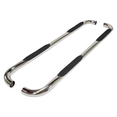 TrailFX A0031S Nerf Bar -  TFX Round Tube Side Steps -  With Step Pads -  3 Inch Round Bent -  Polished -  Stainless Steel -  Without End Caps -  Frame Body Mount Bolts