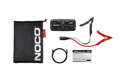 Noco GB20 Battery Portable Jump Starter; 12 Volt Lead-Acid Batteries; For Motorcycle/ ATV/ UTVs/ Lawn And Garden; 500 Amp Peak; With Ultra-Bright Dual LED Flashlight With 7 Modes; Micro USB Input/ USB Output Conection; With Jumper Cable With HD Clamps/ Micro USB Cable/ Microfiber Storage Bag/ Safety And Warranty Information