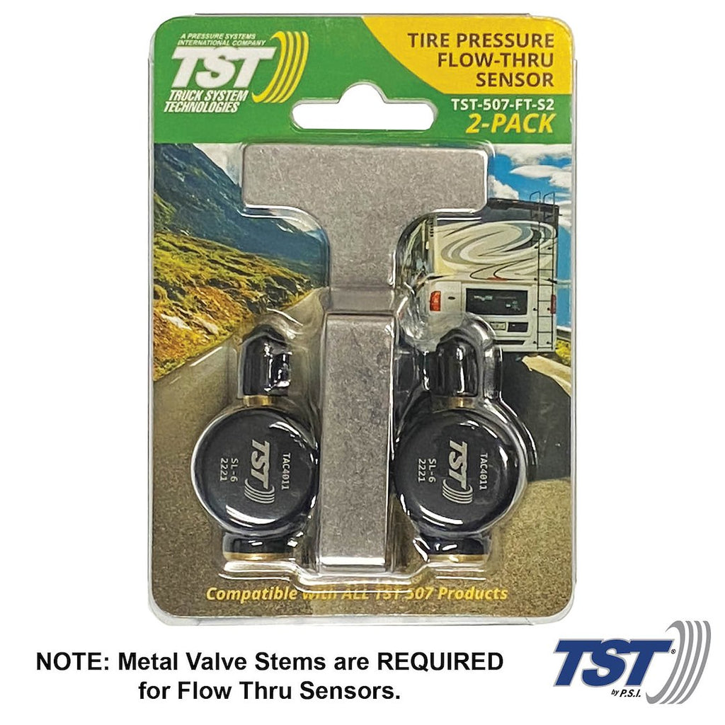 Truck System Technology (TST) TST-507-FT-S2 Tire Pressure Monitoring System - TPMS Sensor; 507 Series; Flow Thru Sensor; Use With Truck System Technology (TST) 507 Series Tire Pressure Monitoring Systems; Set Of 2