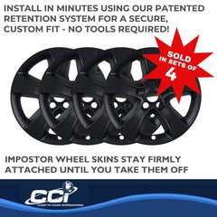 Coast2Coast: IWCIMP352BLK Wheel Skin -  IMPOSTOR ® -  17 Inch -  5 Spokes -  Snap-On -  Painted -  Gloss Black -  ABS Plastic -  Set Of 4