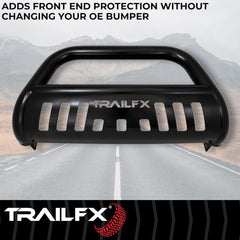 TrailFX B0040B Bull Bar -  TFX Bull Bars -  Powder Coated -  Black -  Steel -  3 Inch Diameter -  With Skid Plate -  With Holes For Optional Lighting -  6-1/2 Inch Max Light/ 20 Inch Max Light Bar