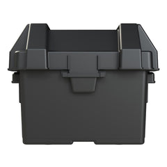 Noco BGU1 Battery Box; HM082BKS; Fits Group U1 Tractor/ Utility Vehicle/ Power chair/ Snow Blower/ Snowmobile Lawn Batteries; Snap-Top; Rugged Design; Black; Reinforced Plastic; Fully Ventilated; 8 Inch Length x 5.2 Inch Width x 7 Inch Height Internal Dimension; 10.6 Inch Length x 7.8 Inch Width x 8.4 Inch Height External Dimension; UV Resistant; Impact Resistant To -20 Degree Fahrenheit; Coast Guard/ ABYC Certified; Includes 42 Inch Battery Box Strap