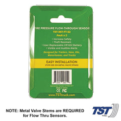 Truck System Technology (TST) TST-507-FT-S2 Tire Pressure Monitoring System - TPMS Sensor; 507 Series; Flow Thru Sensor; Use With Truck System Technology (TST) 507 Series Tire Pressure Monitoring Systems; Set Of 2