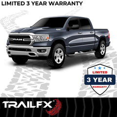 TrailFX A0046B Nerf Bar -  TFX Round Tube Side Steps -  With Step Pads -  3 Inch Round Bent 60 Degree -  Powder Coated -  Black -  Steel -  Without End Caps -  Both Frame Body and Rocker Mount
