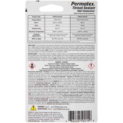 Permatex 59214 Thread Sealant; Use With Head Bolts Into Through Holes/ Oil PSI Sending Units/ Sensors/ Oil And Coolant Lines/ Fuel Fittings/ Rear Axle Fill Plug/ Brake And Power Steering Fittings; 6 Milliliter Tube