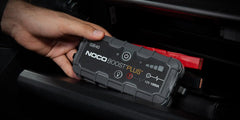 Noco GB40 Battery Portable Jump Starter; Boost Plus; 12 Volt Lead-Acid Batteries; 1000 Amp Peak; Up To 20 Jump Starts Per Charge; With Reverse Polarity Protection; With Ultra-Bright Dual LED Flashlight With 7 Modes; Micro USB Input/ USB Output Conection; With Jumper Cable With HD Clamps/ 12 Volt Car Charger/ Micro USB Cable/ Microfiber Storage Bag/ Safety And Warranty Information