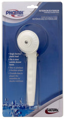 Phoenix Products PF276015 Shower Head -  Hand-Held -  For Interior/ Exterior Shower -  With Single Function Spray Setting -  White -  Plastic -  With Blister Package