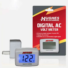 Hughes Auto DVM1221 Line Voltage Monitor; Provides A Continuous And Accurate Reading Of AC Line Voltage; Plug In Wall Socket; Measures Voltage Between 90 To 132 Volt AC; Digital Display; Can Also Be Used As A Night Light
