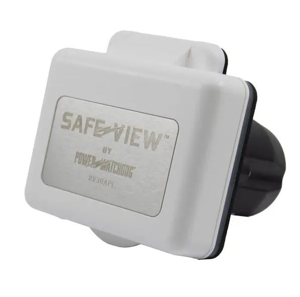 Hughes Auto SV30API-W Power Inlet Port; SafeView™; Manual Power Disconnect; 30 Ampere; 120 Volt; -20 To 65 Degree Celsius Working Temperature/ -40 To 85 Degree Celsius Storage Temperature; White; Nickel Plated Contacts; Twist Lock Design; ETL Certified; With Water Resistant Cover And Halo Status Light