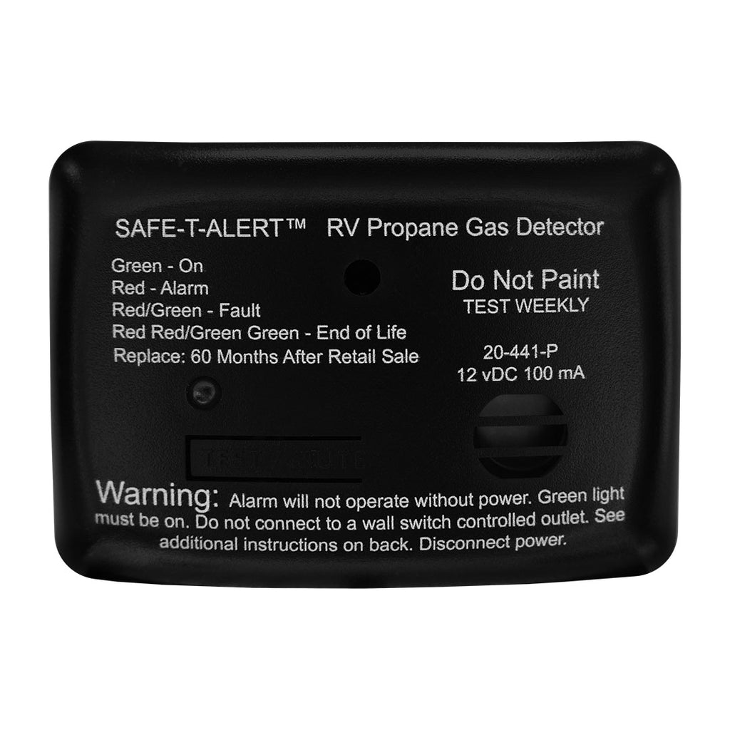 MTI Industry 20-441-P-BL Propane Leak Detector; Safe-T-Alert ™; Surface Mount Detector; Alerts To Leak With Beeping; With Auto Reset; 12 Volt DC Hardwire; Black