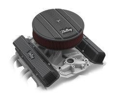 Holley Performance 120-153 Air Cleaner Assembly; 5-1/8 Inch Flange; 14 Inch Diameter; Round; Black; Finned Aluminum; Holley Script; With 3 Inch Premium Filter; With Hold Down Screw