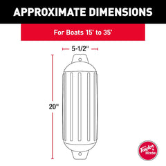 Taylor Made 951520 Boat Fender -  Super Gard -  Smooth -  Cylinder -  5-1/2 Inch Diameter x 20 Inch Length For 15 Foot To 20 Foot -  Mid Atlantic Blue -  Vinyl -  With Built-In Rubber Football Needle Valve -  Single -  For Marine Applications