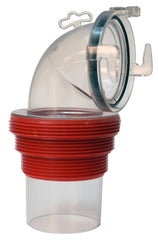 Valterra F02-3112CL Sewer Hose Connector -  EZ Coupler -  For Connecting Sewer Hose to Dump Station -  Universal Threaded Adapter -  90 Degree Bayonet With 3 Inch/ 3-1/2 Inch and 4 Inch Threaded Connection -  Clear -  With Retail Package