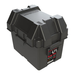 Noco BGU1 Battery Box; HM082BKS; Fits Group U1 Tractor/ Utility Vehicle/ Power chair/ Snow Blower/ Snowmobile Lawn Batteries; Snap-Top; Rugged Design; Black; Reinforced Plastic; Fully Ventilated; 8 Inch Length x 5.2 Inch Width x 7 Inch Height Internal Dimension; 10.6 Inch Length x 7.8 Inch Width x 8.4 Inch Height External Dimension; UV Resistant; Impact Resistant To -20 Degree Fahrenheit; Coast Guard/ ABYC Certified; Includes 42 Inch Battery Box Strap