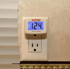 Hughes Auto DVM1221 Line Voltage Monitor; Provides A Continuous And Accurate Reading Of AC Line Voltage; Plug In Wall Socket; Measures Voltage Between 90 To 132 Volt AC; Digital Display; Can Also Be Used As A Night Light