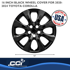 Coast2Coast: IWC54216BLK Wheel Cover -  16 Inch -  Eight Spoke -  Painted Glossy Black -  ABS Plastic -  Set Of 4