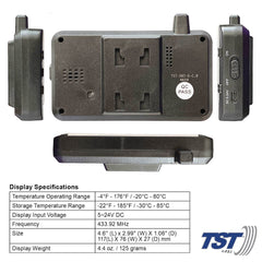 Truck System Technology (TST) TST-507-FT-6-C Tire Pressure Monitoring System - TPMS; 507 Series; For Use On Metal Valve Stems And For RV And Trailer Applications; 6 Flow Thru Sensors; 3-1/2 Inch TST Wide Screen Color Display; With Audio And Visual Alerts; With Two Installation Wrenches/ Rubber Display Mount/ Suction Cup Display Mount/ USB And 12 Volt Charging Capabilities/ Detailed User Manual/ One 507 Repeater