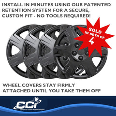 Coast2Coast: IWC42215BLK Wheel Cover -  15 Inch -  6 Spoke -  Gloss Black -  Plastic -  Set Of 4 -  Spring Steel Clip