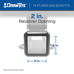 DRAW TITE - Trailer Hitch Rear; Max-Frame; Class III; Round Tube Welded; 2 Inch Receiver; 4500 Pound Weight Carrying Capacity/ 675 Pound Tongue Weight; 5000 Pound Weight Distributing Capacity/ 675 Pound Tongue Weight - 75270