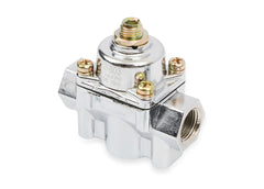 Holley Performance 12-803 Fuel Pressure Regulator; 4-1/2-9 PSI; 3/8 Inch NPT Inlet/Outlets; Gasoline; Satin Chrome; Aluminum; With Mounting Bracket