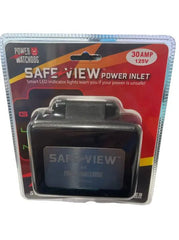Hughes Auto SV30API Power Inlet Port; SafeView™; Manual Power Disconnect; 30 Amp; 125 Volt; Black; Nickel Plated Contacts; Twist Lock Design; ETL Certified; With Water Resistant Cover And Halo Status Light