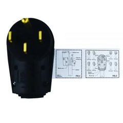 Hughes Auto 50APLUG Power Cord Plug End; Replacement Plug; 50 Amps; Male Ends; With Plug Head Handle Grip; Black