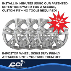 Coast2Coast: IWCIMP360X Wheel Skin -  IMPOSTOR ® -  17 Inch -  5 Spokes -  Snap-On -  Plated -  Chrome -  ABS Plastic -  Set Of 4