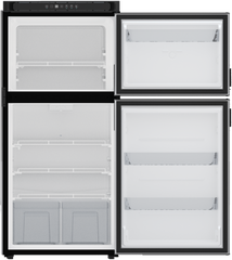 Norcold N8DCSSR - Refrigerator -  Dual Compartment 2 Door Refrigerator With Freezer -  Permanent Mount -  Right Hand Hinge -  8.2 Cubic Foot -  23.63 Inch Width x 24 Inch Depth x 53 Inch Height -  12 Volt DC -  Electronic Control -  LED Interior Light -  Stainless Steel