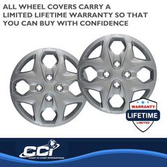 Coast2Coast: IWC44415S Wheel Cover -  15 Inch -  4 Split Spoke -  Silver -  Plastic -  Set Of 4 -  Push On