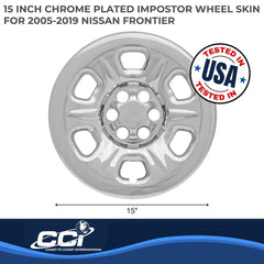 Coast2Coast: IWCIMP71X Wheel Skin -  IMPOSTOR ® -  15 Inch -  6 Raised Dimpled Spokes -  Snap-On -  Plated -  Chrome -  ABS Plastic -  Set Of 4